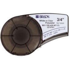 Стрічка для принтера етикеток Brady поліестер, 19.05mm/6.4m. білий на прозорому (M21-750-430-WT-CL)