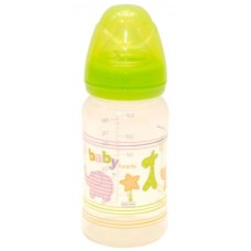 Пляшечка для годування Baby Team з широким горлом 6+, 250 мл (1002_желтый)