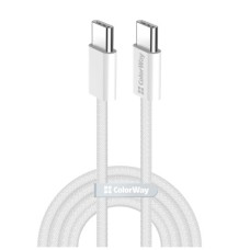 Дата кабель USB-C to USB-C 2.0m (braided cotton) (PD Fast Charging 60W) 3.0А grey ColorWay (CW-CBPDCC068-GR)