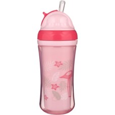 Поїльник-непроливайка Canpol babies Фламінго подвійна стінка із силіконовою трубочкою 260 мл (74/050)