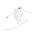 Зарядний пристрій BOROFONE BN27 Fuente 1xUSB-C PD20W + 1xUSB QC3.0 + cable USB-C to USB-C White (6941991120282)