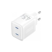 Зарядний пристрій Vention 2xUSB-C PD45W GaN white (FEFW0-EU)