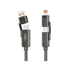 Дата кабель USB 2.0 AM to USB-C + USB 2.0 AM to Lightning 1.0m 60W gray XO (NB275_4-in-1_Gray)