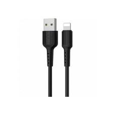 Дата кабель USB 2.0 AM to Lightning 1.0m 2A PVC BX16 black BOROFONE (6957531099512)
