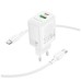 Зарядний пристрій BOROFONE BN29 Fuente 1xUSB-C PD30W + 1xUSB QC3.0 + cable USB-C to USB-C White (6941991120343)