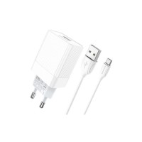 Зарядний пристрій BOROFONE BA47A USB QC3.0 18W + cable USB to Micro 5P white (6931474728302)