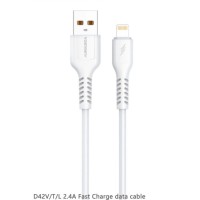 Дата кабель USB 2.0 AM to Lightning 1.0m 2.4A silicone white Denmen (DM-D42L-WH)