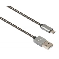 Дата кабель USB 2.0 AM to Micro 5P 1m stainless steel gray Vinga (VCPDCMSSJ1GR)