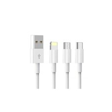 Дата кабель USB 2.0 AM to Lightning + Micro 5P + Type-C 1.0m D22E White Denmen (DM-D22E-WH)