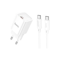 Зарядний пристрій HOCO C148A USB-C PD30W + cable USB-C to USB-C white (6942007630320)