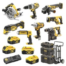 Набір електроіструментів DeWALT 8 од. 18 В XR Li-lon, вага 43.5 кг, 3 кейса, 4 АКБ та ЗП (DCK856P4)