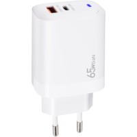 Зарядний пристрій XoKo 1xUSB-C PD65W + 1xUSB QC3.0 GaN white (XK-QC-620)