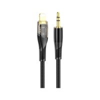 Кабель мультимедійний Lightning to 3.5mm M 1.0m black Black HOCO (6931474791153)