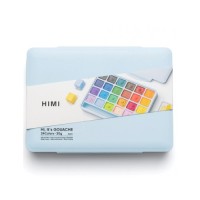 Гуашеві фарби HIMI Jelly Cup 24 кольори по 30 мл, блакитний пластик.пенал (6974712453628)