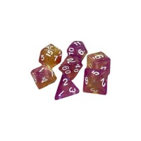 Набір кубиків для настільних ігор Games 7 Days Double Glitter 7 Dice Set - Yellow-Pink (g7dglitdc12)