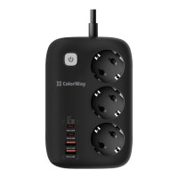 Мережевий фільтр живлення ColorWay CW-CHE34PDB 3 роз/4USB GaN3 Pro (CW-CHE34PDB)