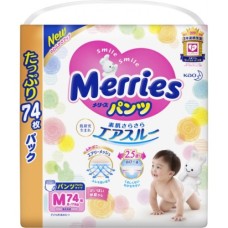 Підгузки Merries трусики для дітей Ultra Jumbo розмір M 6-11 кг 74 шт (558866)
