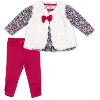 Набір дитячого одягу Luvena Fortuna для дівчаток: кофточка, штанці і хутряна жилетка (G8070.12-18)