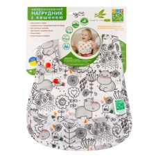 Нагрудничок Еко Пупс Eco Cotton Premium непромокаючий з кишенею Бегемотик (EPB-005)