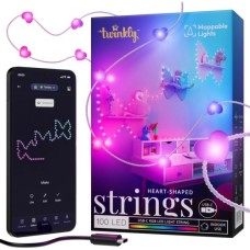 Гірлянда Twinkly Smart LED, Strings USB 100 Heart-shaped RGB LEDs, Clear Wire, USB-C (TWKH100RGB-T)