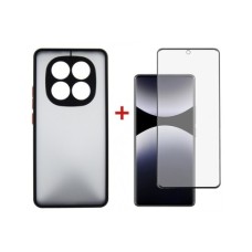 Чохол до мобільного телефона Dengos Kit Xiaomi Redmi Note 14 Pro case Matte + glass (Black) (DG-KM-128)