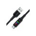 Дата кабель USB 2.0 AM to USB-C 1.2m 3A nylon with LED C7-04 black Acefast (6974316282785)