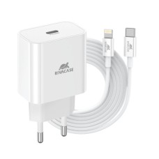 Зарядний пристрій RivaCase 1xUSB Type-C PD 20 Вт кабель Type-C-Lighting white (PS4101 WD5 (White))