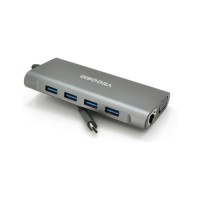 Концентратор VEGGIEG USB-C 7-in-1 USB-C + 3xUSB 3.0 + HDMI + 3.5mm + SD/TF + RJ45 0.1m silver (TC11-S)