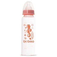 Пляшечка для годування Baboo Скляна , антиколікова, 240 мл, 3+ міс (Sea Life / помаранчева) (3-118)