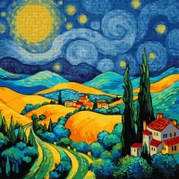 Картина по номерам Santi Зоряна ніч, 40*40 см алмазна мозаїка (954872)