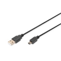 Дата кабель USB 2.0 AM to Mini 5P 3.0m black Digitus (AK-300130-030-S)