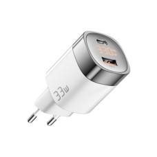 Зарядний пристрій Essager 1xUSB + 1xUSB-C 33W GaN white (ECTCA-LYB02-Z)