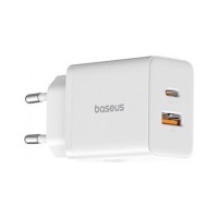 Зарядний пристрій Baseus 1xUSB-C PD30W + 1xUSB QC3.0 white (P10111404213-00)