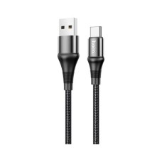 Дата кабель USB 2.0 AM to USB-C 1.0m 3A nylon X50 black HOCO (6931474734235)