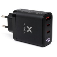 Зарядний пристрій Vinga 2xUSB-C + USB-A Display 65W (VCR65ACCDB)