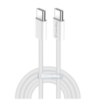 Дата кабель USB-C to USB-C 2.0m (braided cotton) (PD Fast Charging 60W) 3.0А grey ColorWay (CW-CBPDCC068-GR)