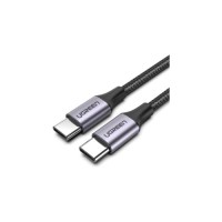 Дата кабель USB-C to USB-C 2.0m US261 18W Round Cable Nickel Plating Aluminum Shell Black Ugreen (50152)