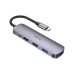 Концентратор HOCO USB-C to HDMI+USB3.0+2xUSB2.0+PD HB27 Metal Gray (6931474769329)