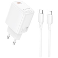 Зарядний пристрій BOROFONE BN28 Fuente USB-C PD30W + cable USB-C to USB-C White (6941991120312)