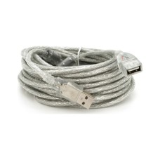 Дата кабель USB 2.0 AM/AF 10.0m ferrite transparent white Voltronic (YT-AM/AF-10TBL)