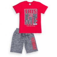 Набір дитячого одягу Breeze футболка "This is me" з шортами (8939-116B-red)