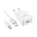 Зарядний пристрій HOCO C106A Leisure USB + cable USB to USB-C 10.5W White (6931474783912)