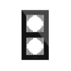 Рамка Videx BINERA чорне скло 2 пости вертикалі (VF-BNFRG2V-B)