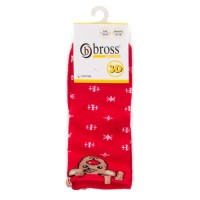 Шкарпетки Bross новорічні з оленем (21248-6-12-red)