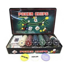 Настільна гра Johnshen Sports Покерний набір на 300 фішок без номіналу + сукно (бляшана коробка) (IG-3007)