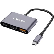 Концентратор Canyon hub DS-4 3in1 USB-C Grey (CNS-TDS4)