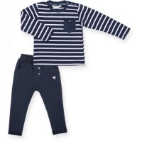 Набір дитячого одягу Breeze в смужку і з кишенькою (8999-80B-darkblue)