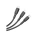 Дата кабель USB 2.0 AM to Lightning+USB-C+Micro 5P 1.0m 2A PVC BX71 black BOROFONE (6974443384543)