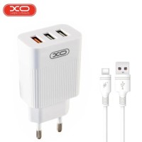 Зарядний пристрій XO 1xUSB QC3.0 18W + 2xUSB 2.4A + cable USB-C white (L72-TC-WH)