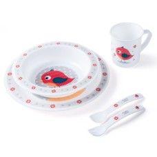 Набір дитячого посуду Canpol babies Cute Animals Пташка Червоний 5 предметів (4/401_red)